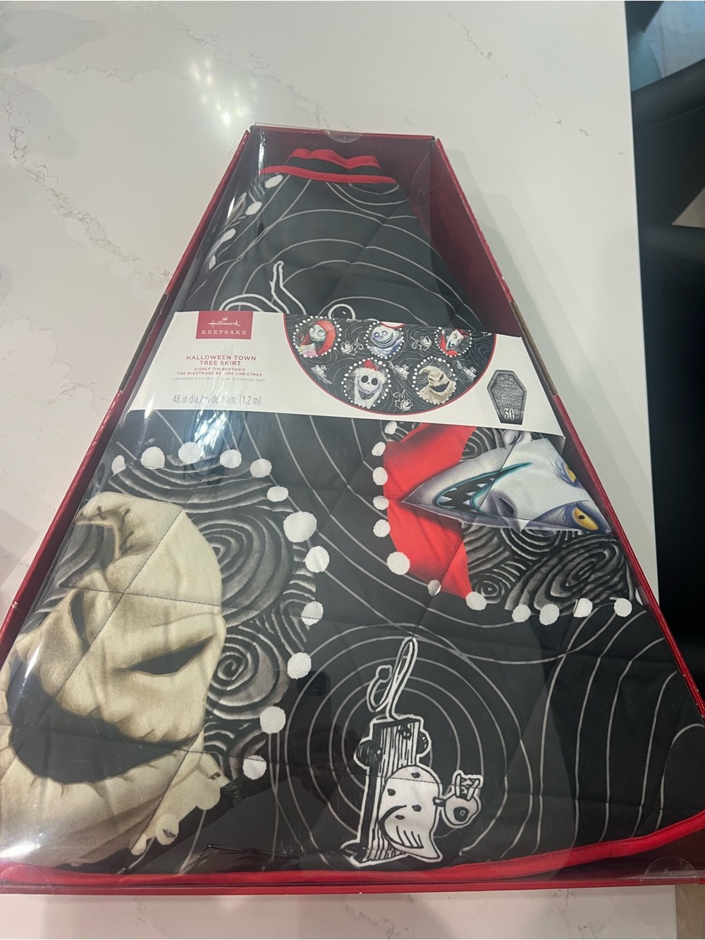 Hallmark Nightmare Before Christmas Themed Throw Blanket - Black, Red, Cream